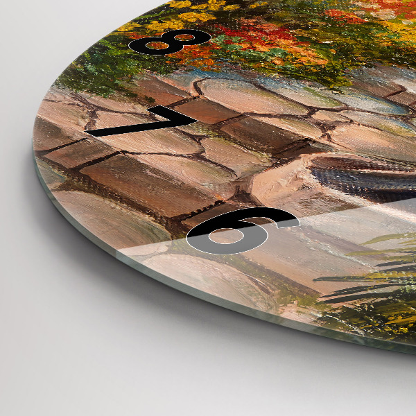 Reloj de pared redondo Composición al óleo en un bosque