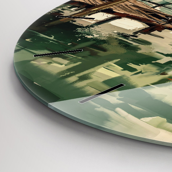 Reloj de cristal redondo Barcos de pesca en el puerto