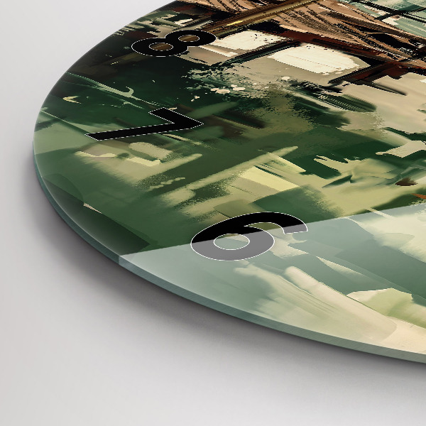 Reloj de cristal redondo Barcos de pesca en el puerto