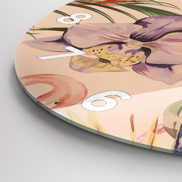 Reloj redondo pared Hojas de palmera tropical