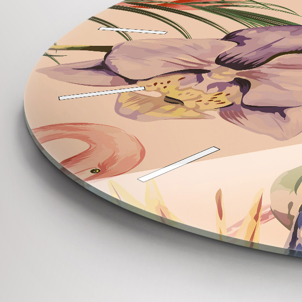 Reloj redondo pared Hojas de palmera tropical