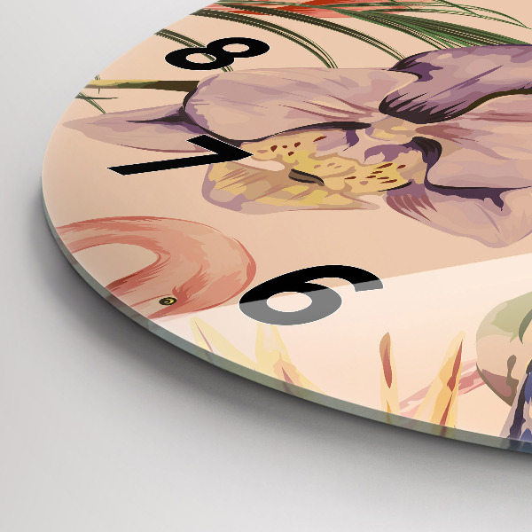 Reloj redondo pared Hojas de palmera tropical