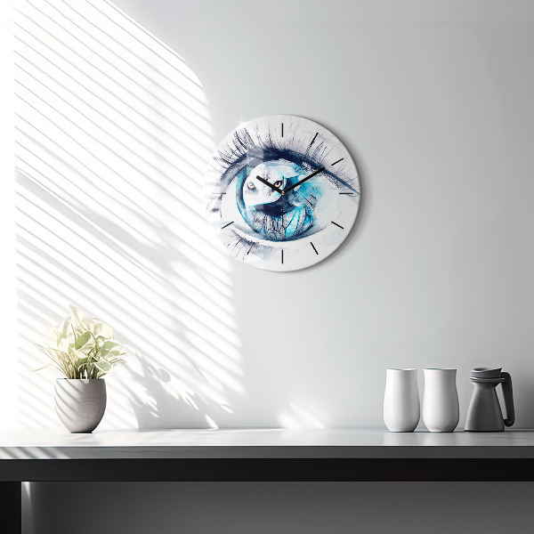 Reloj de pared redondo Ilustración de un lobo