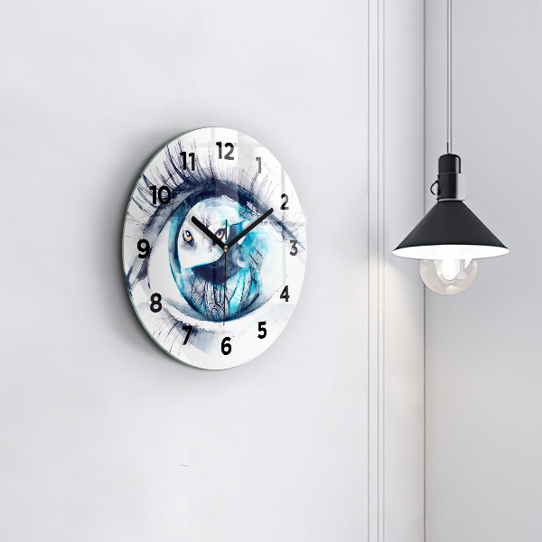 Reloj de pared redondo Ilustración de un lobo