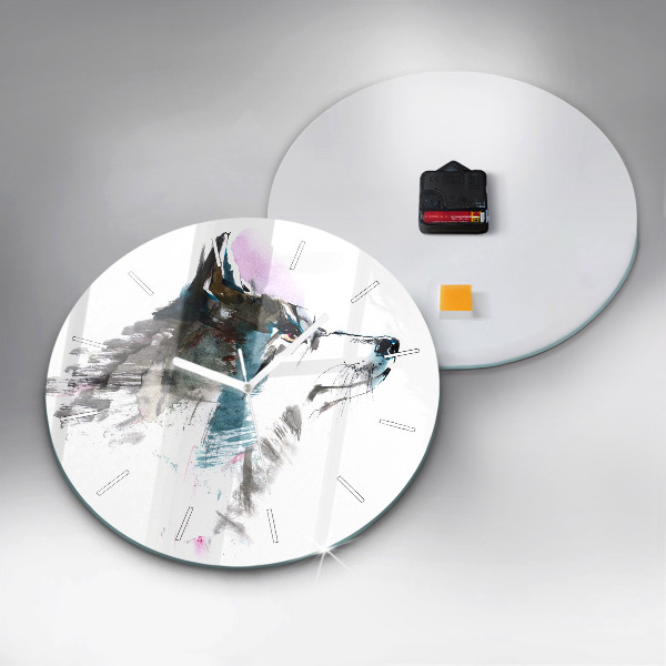 Reloj de pared redondo Perfil de un lobo pintado