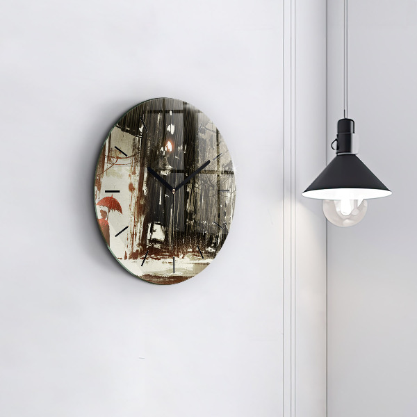 Reloj de cristal redondo Mujer en una noche lluviosa