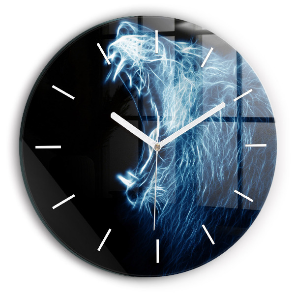 Reloj de cristal redondo Lenguaje corporal del león salvaje
