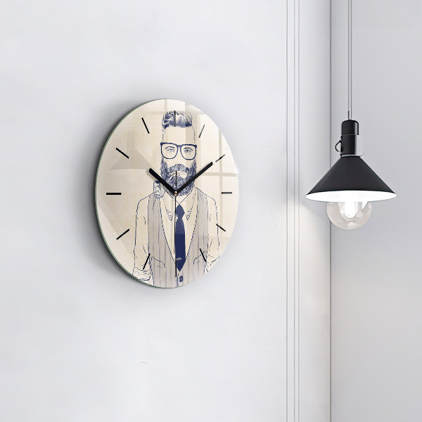 Reloj de pared redondo Hombre con barba