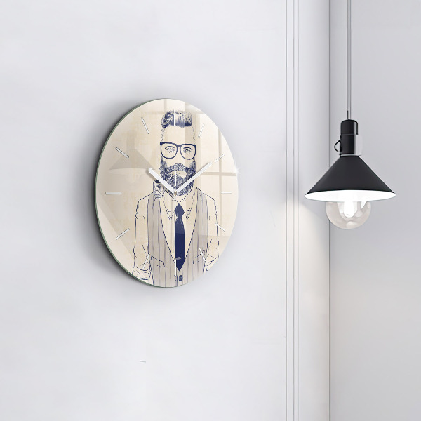Reloj de pared redondo Hombre con barba