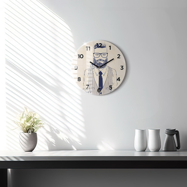 Reloj de pared redondo Hombre con barba