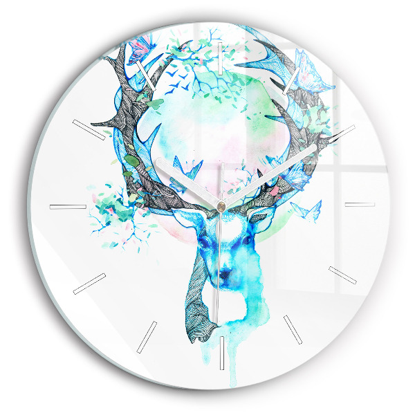Reloj de cristal redondo Ilustración de un ciervo