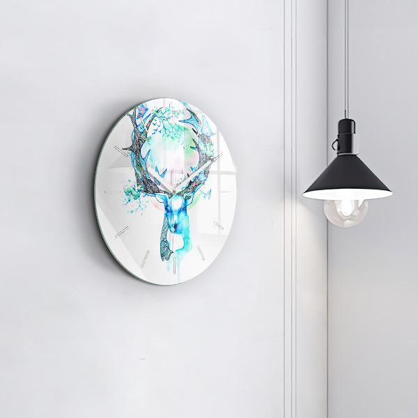 Reloj de cristal redondo Ilustración de un ciervo