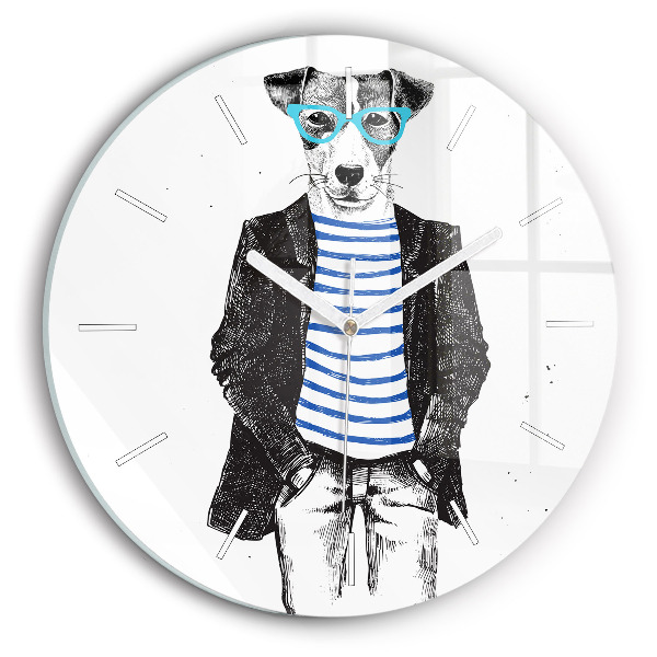 Reloj de pared redondo Perro en cuerpo humano