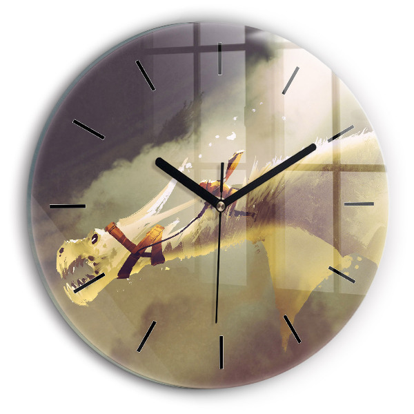 Reloj redondo pared Ilustración de un jinete de dragón