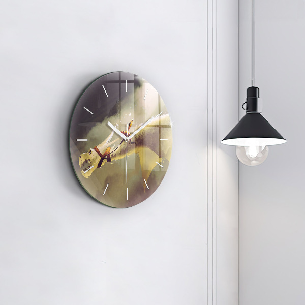 Reloj redondo pared Ilustración de un jinete de dragón