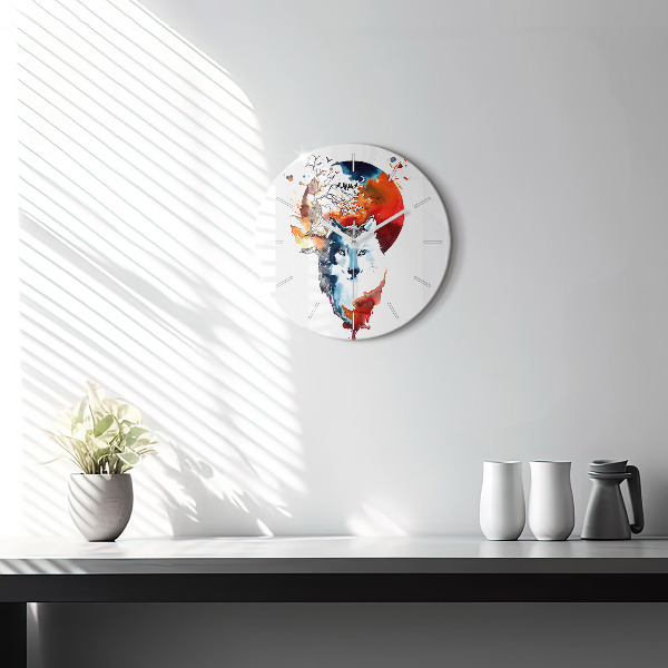 Reloj de pared redondo Hombre Lobo Luna Llena y Luna