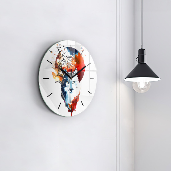 Reloj de pared redondo Hombre Lobo Luna Llena y Luna