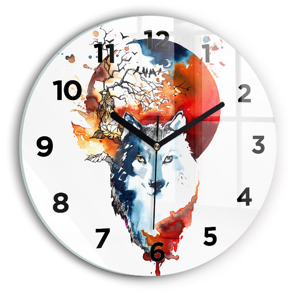 Reloj de pared redondo Hombre Lobo Luna Llena y Luna