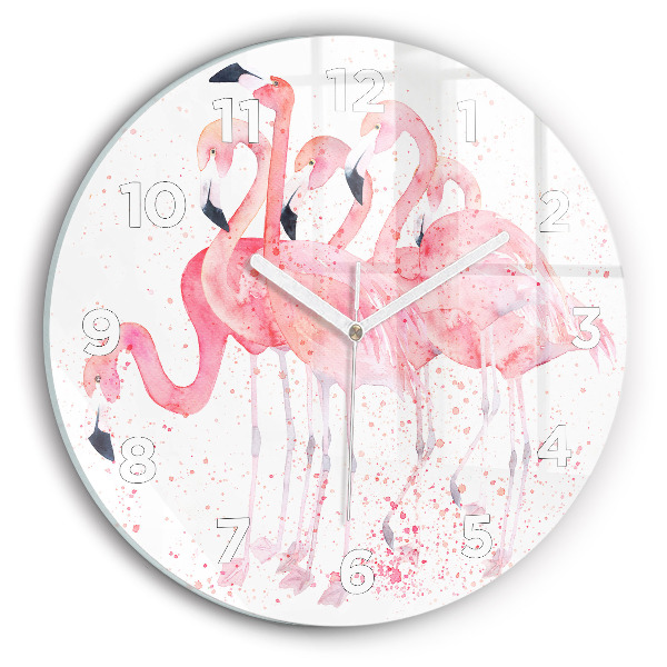 Reloj de cristal redondo Grupo de flamencos