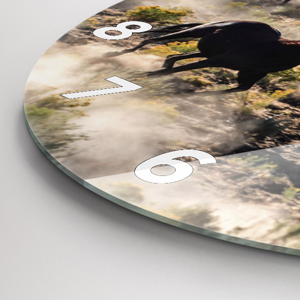 Reloj de cristal redondo Manada de caballos a toda velocidad