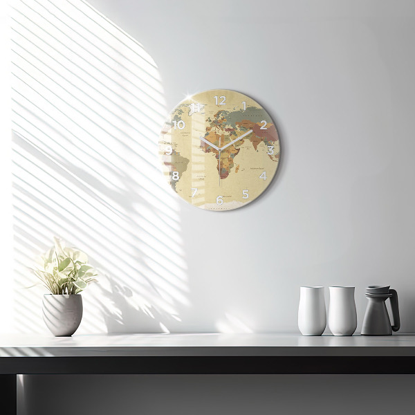 Reloj de pared redondo Mapamundi estilo vintage