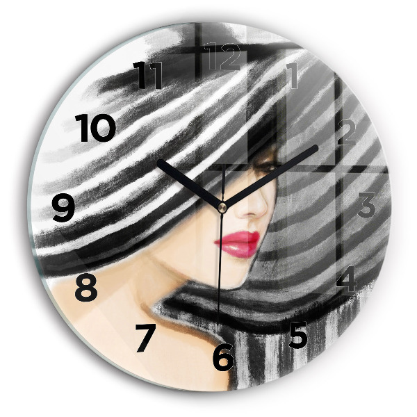 Reloj redondo pared Mujer en blanco y negro