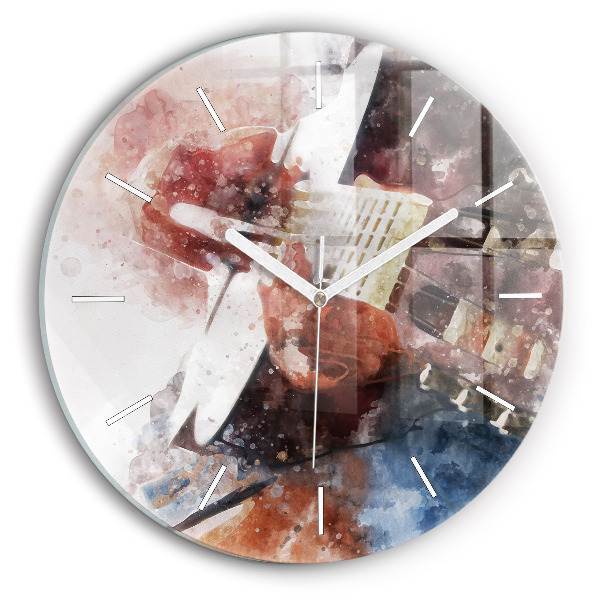 Reloj de pared redondo Visualización de guitarra