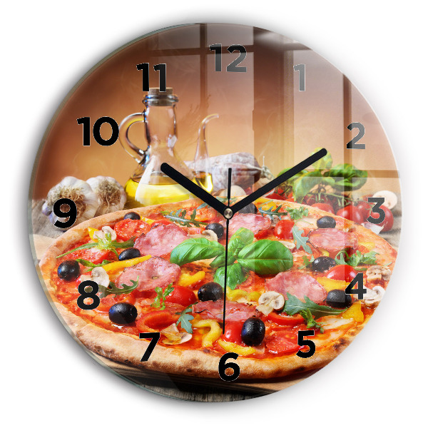 Reloj de cristal redondo Corazón culinario de Italia