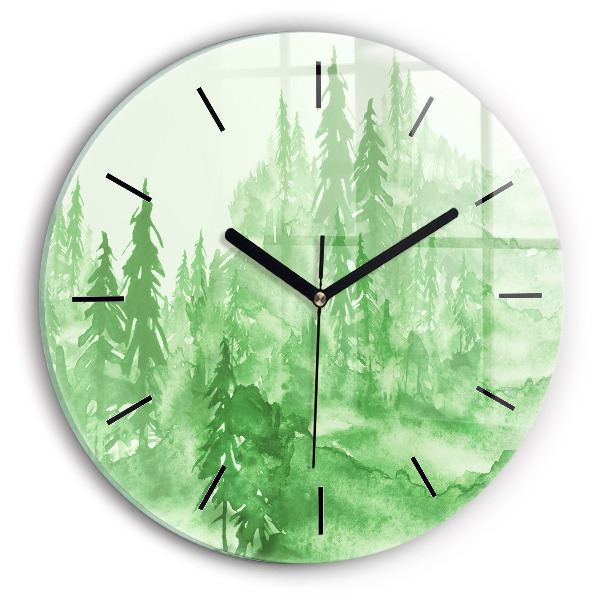 Reloj de pared redondo Pintura de un bosque verde