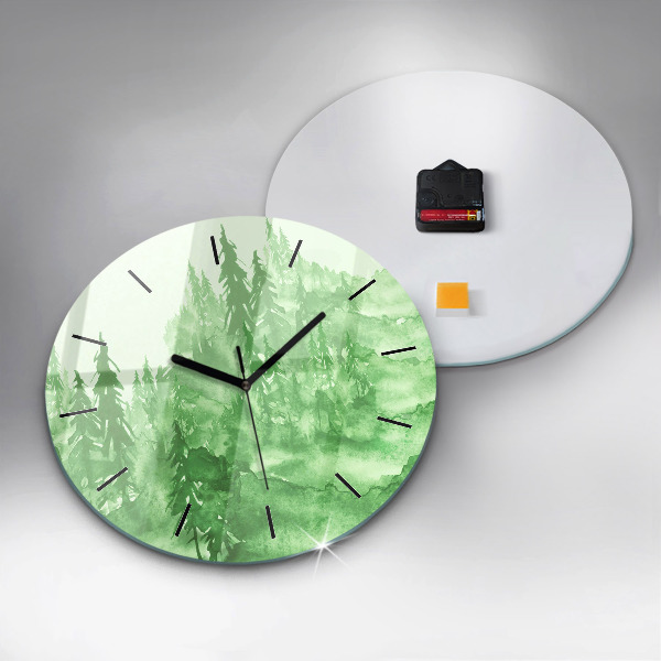 Reloj de pared redondo Pintura de un bosque verde