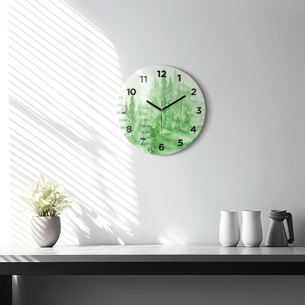 Reloj de pared redondo Pintura de un bosque verde