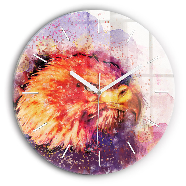 Reloj de cristal redondo Águila en acuarela
