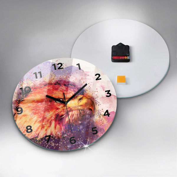 Reloj de cristal redondo Águila en acuarela