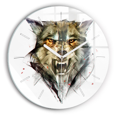 Reloj de pared redondo Retrato dibujado de un lobo