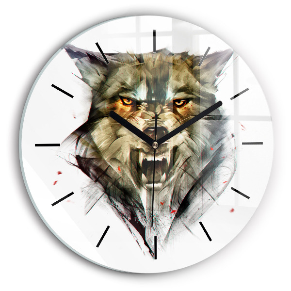 Reloj de pared redondo Retrato dibujado de un lobo
