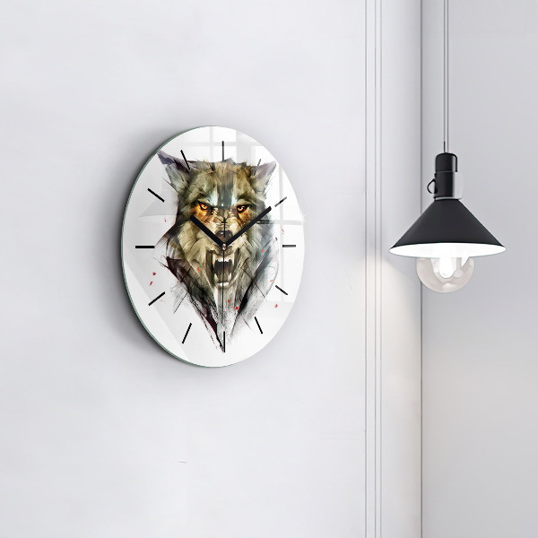 Reloj de pared redondo Retrato dibujado de un lobo