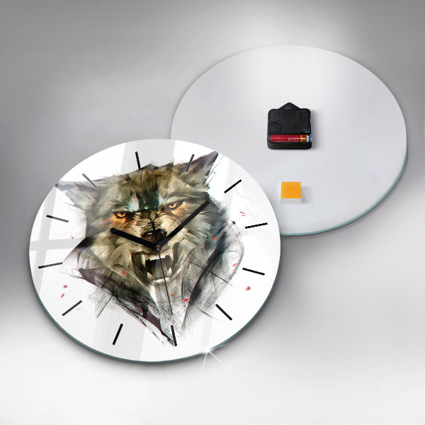 Reloj de pared redondo Retrato dibujado de un lobo