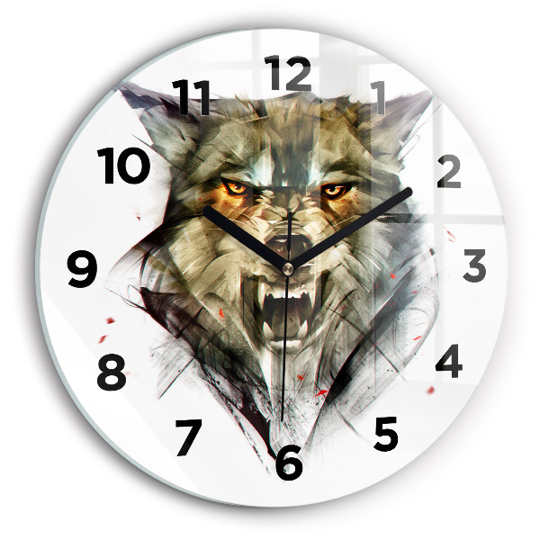 Reloj de pared redondo Retrato dibujado de un lobo