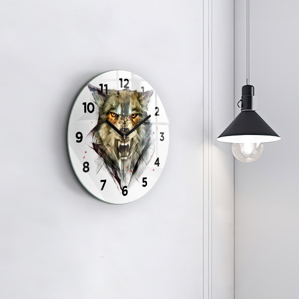 Reloj de pared redondo Retrato dibujado de un lobo