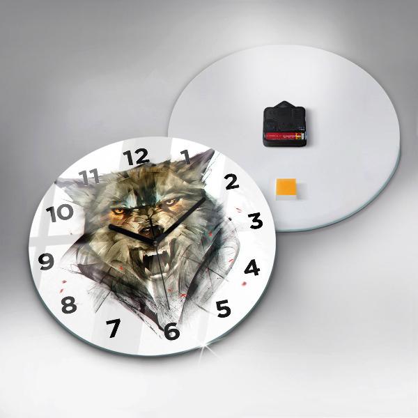 Reloj de pared redondo Retrato dibujado de un lobo