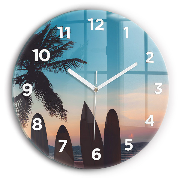 Reloj de pared redondo Surf en la playa