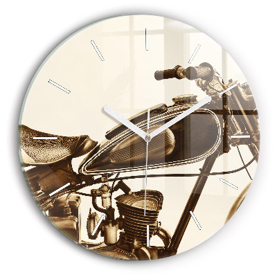 Reloj de cristal redondo Sepia moto Vintage