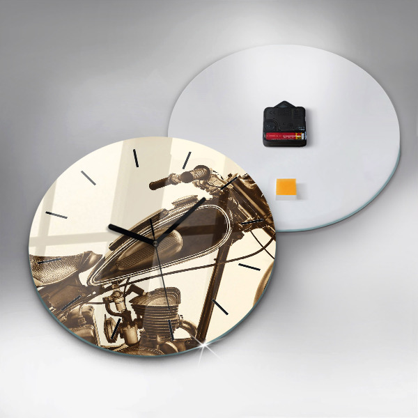 Reloj de cristal redondo Sepia moto Vintage