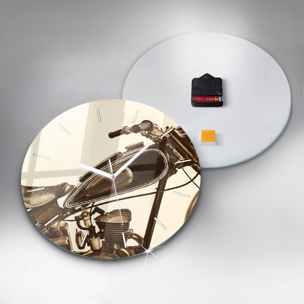 Reloj de cristal redondo Sepia moto Vintage