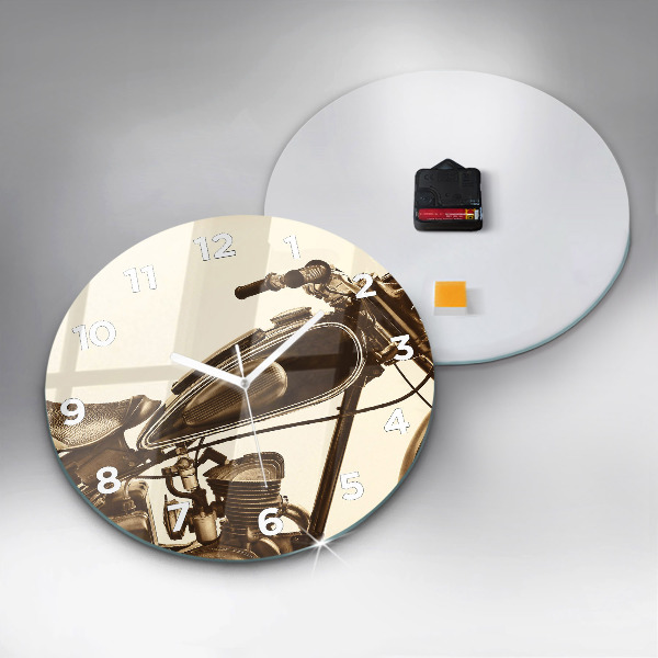 Reloj de cristal redondo Sepia moto Vintage