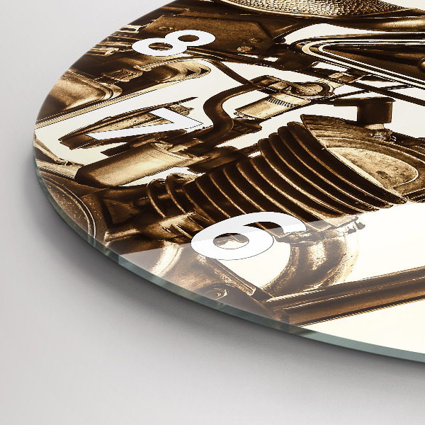 Reloj de cristal redondo Sepia moto Vintage