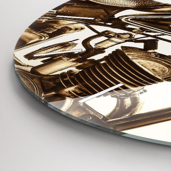 Reloj de cristal redondo Sepia moto Vintage