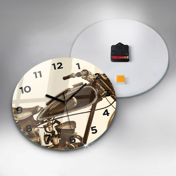 Reloj de cristal redondo Sepia moto Vintage