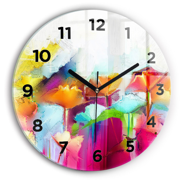 Reloj redondo pared Flores abstractas