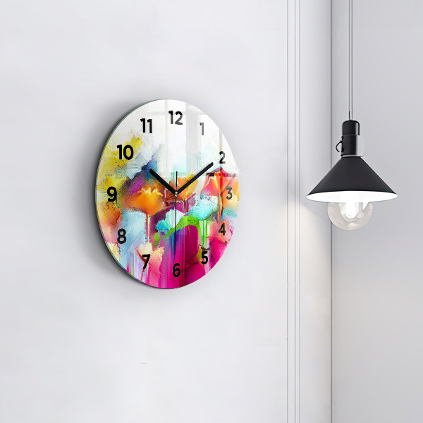 Reloj redondo pared Flores abstractas
